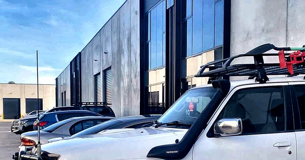 A 4WD parked outside the Gurkha Automotive workshop in Sunshine North