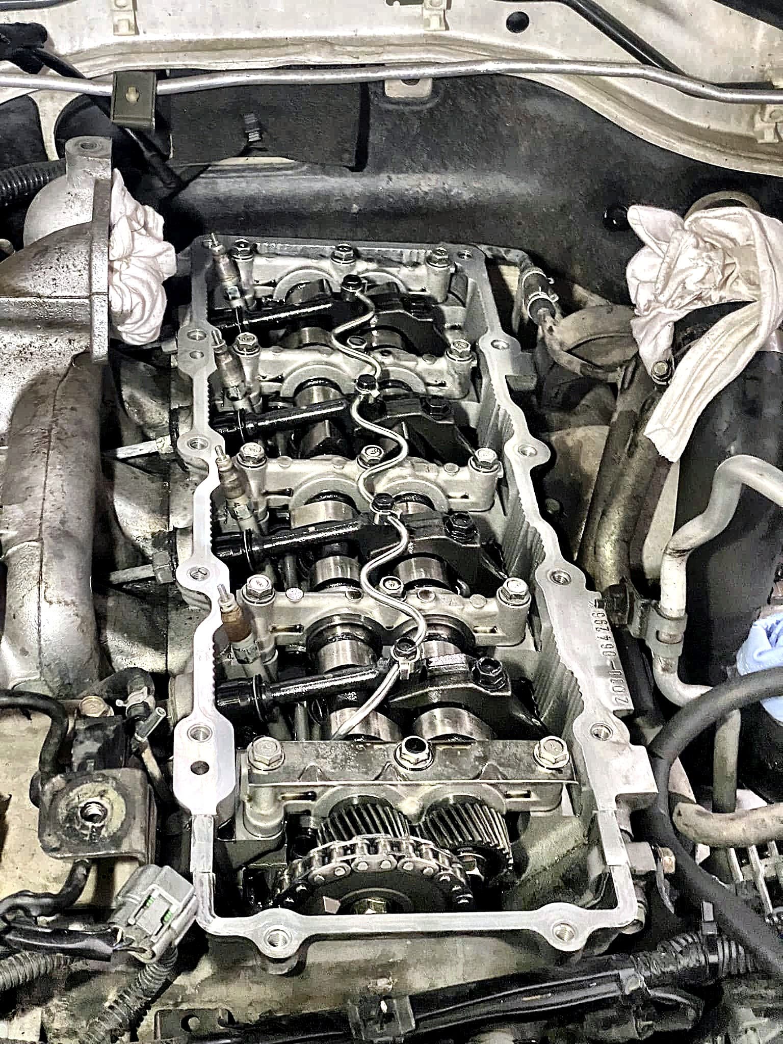 Close-up of engine internals during a service at Gurkha Automotive